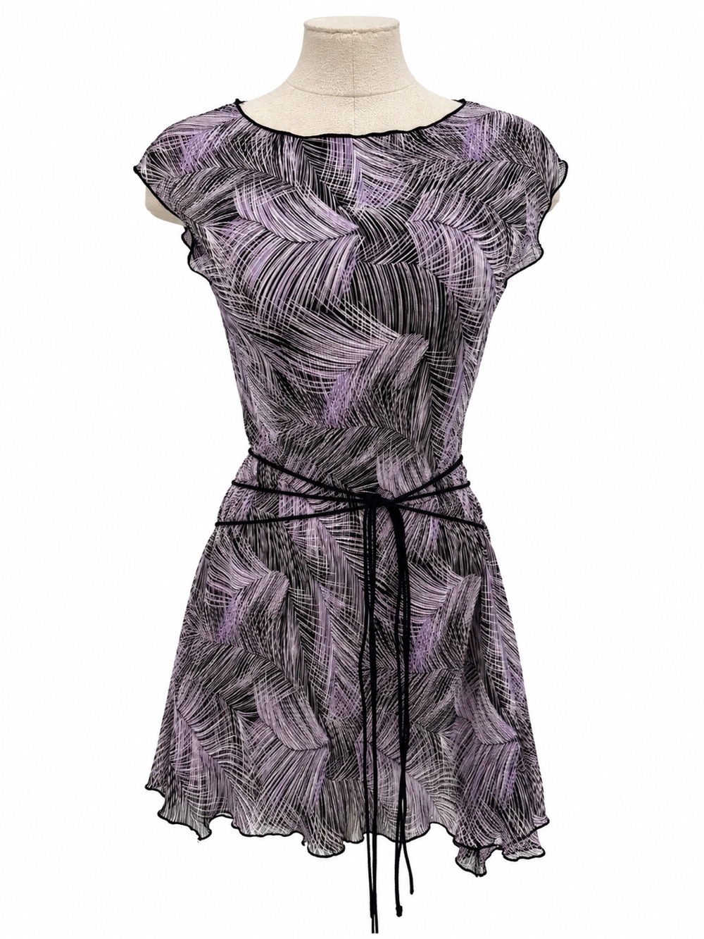 Connected Apparel Purple Black Abstract Sleeveless Top Long Y2k Size 8